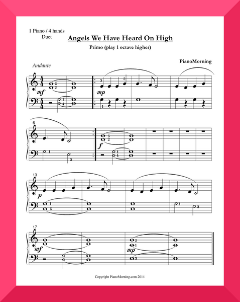 Angels We Have Heard on High  (Piano Duet)