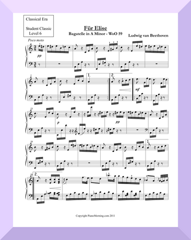 Student Classic Level 6     " Fur Elise "   ( Beethoven )