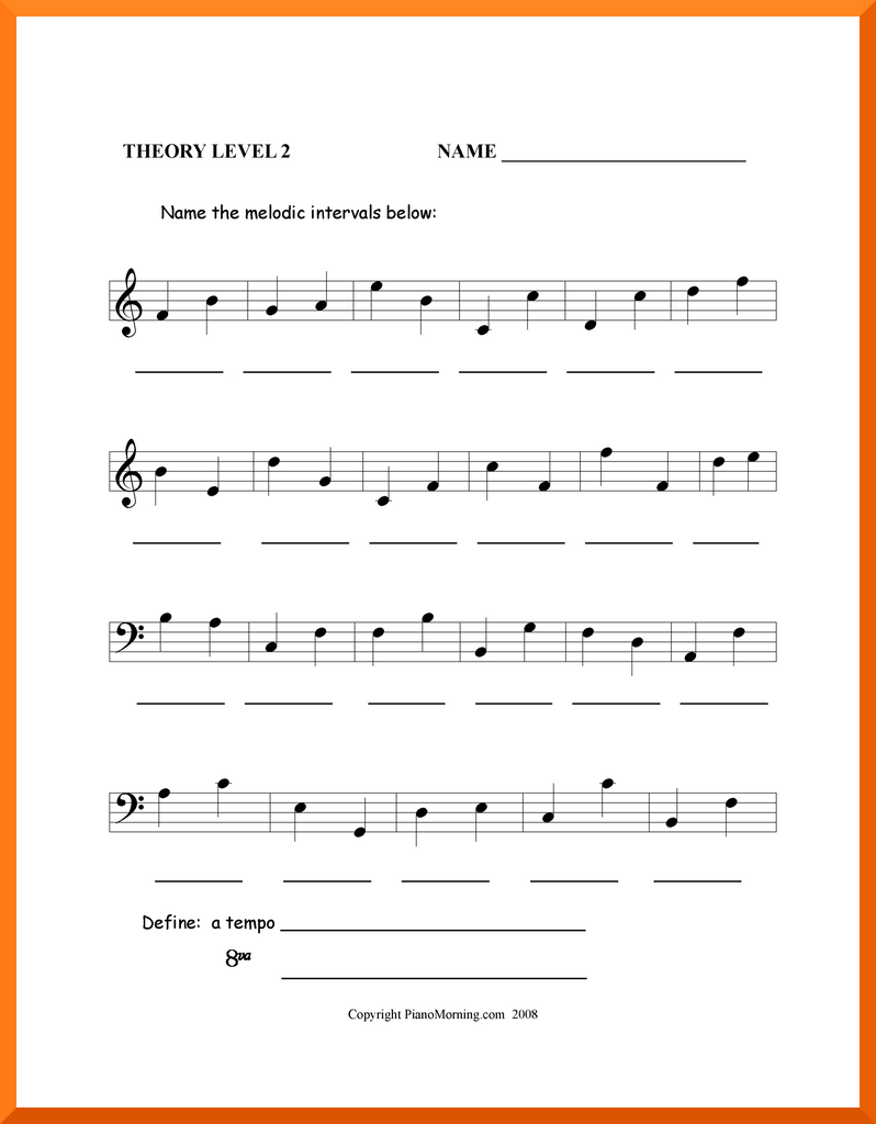 Level 2 Theory     Melodic Intervals