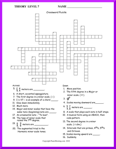 Level 7 Theory     Crossword & Answers