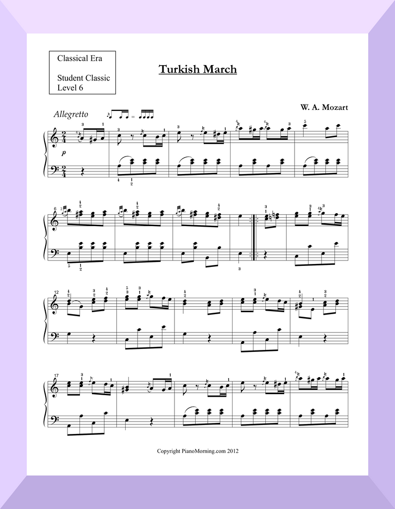 Student Classic Level 6     " Turkish March "   (Mozart )