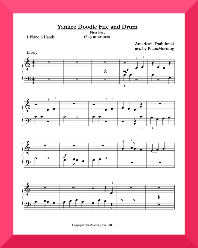 Yankee Doodle Fife and Drum (1 piano and 6 hands)
