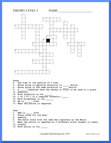 Level 3 Theory     Crossword Puzzle