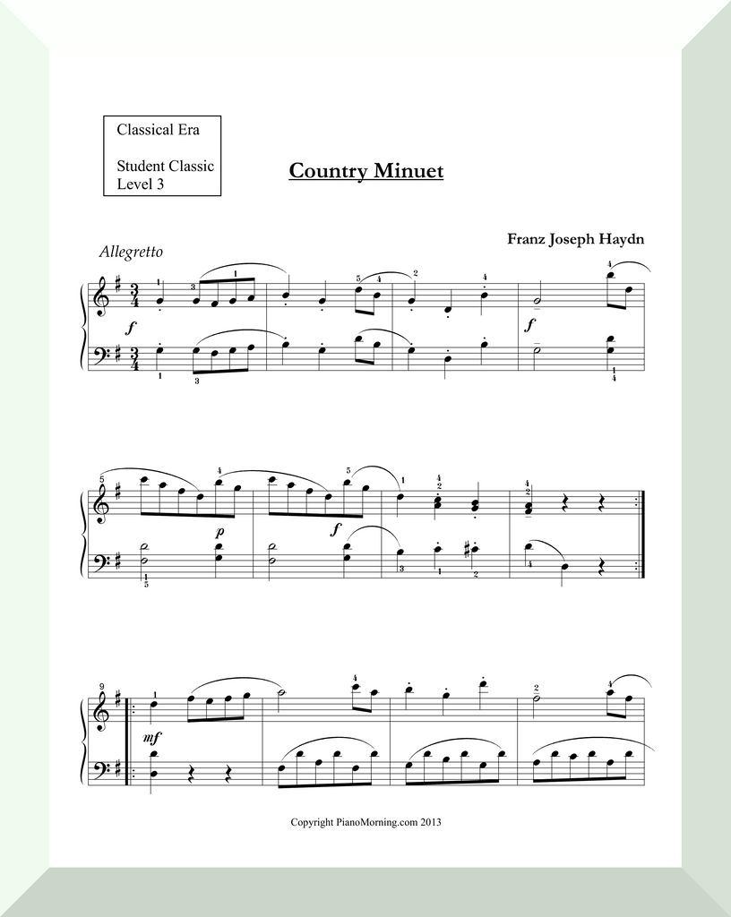 Student Classic Level 3     "Country Minuet"   ( Haydn )