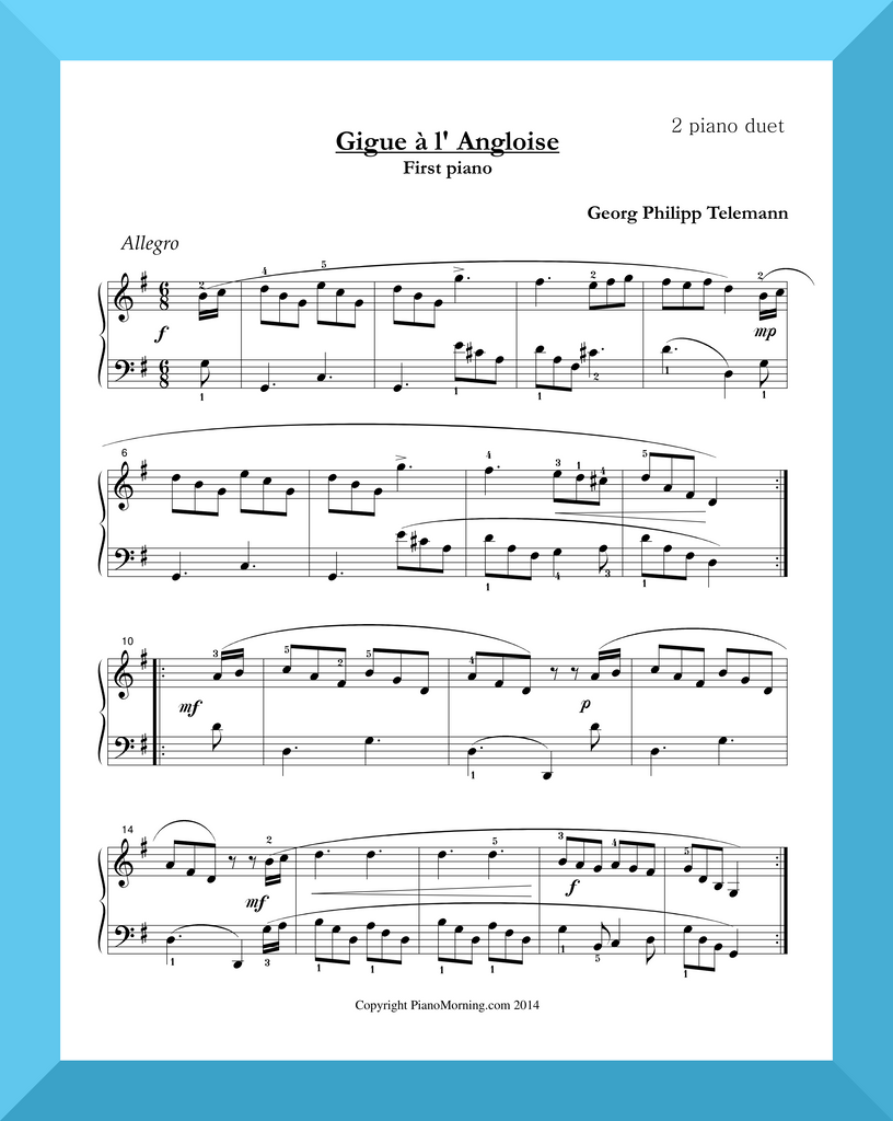 Gigue a l' Angloise (Piano Duet)