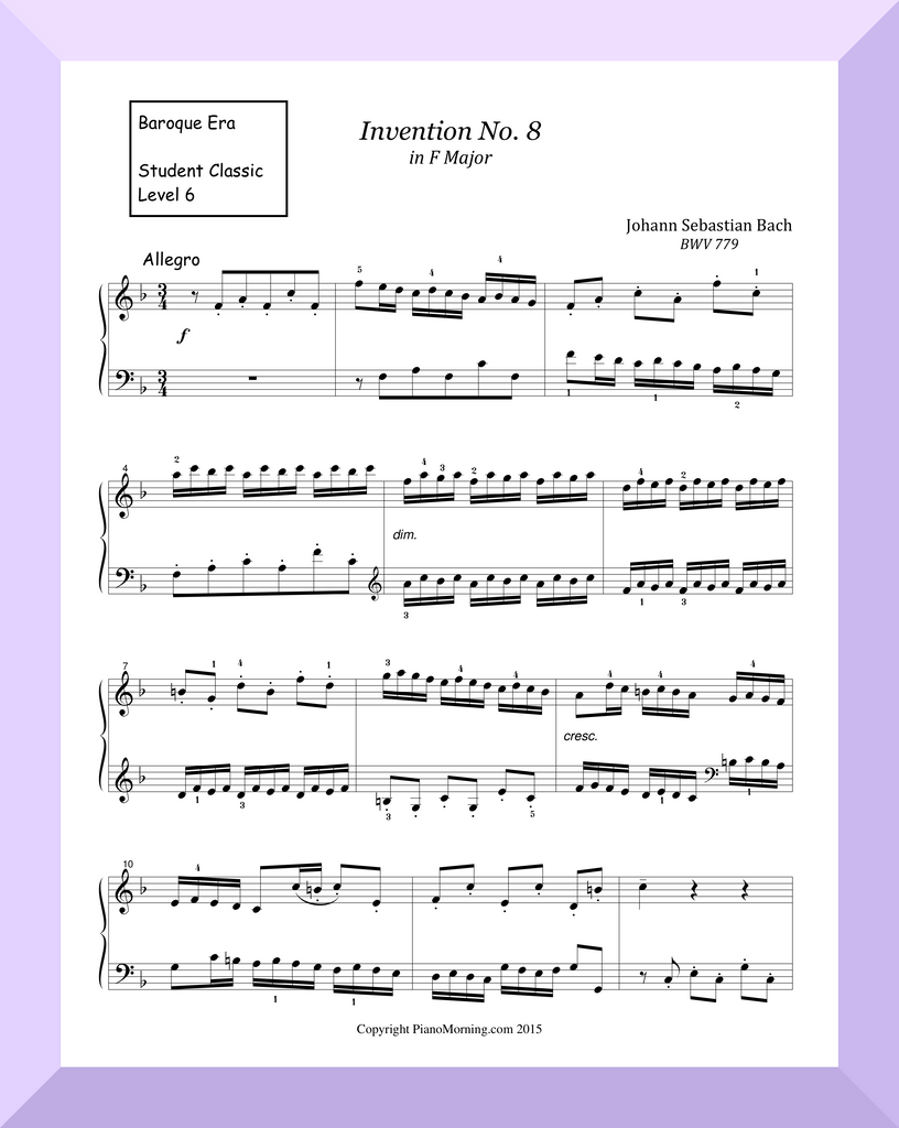 Student Classic Level 6     " Invention No. 8 "   ( Bach )