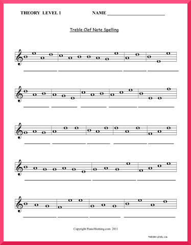 Level 1 Theory     Treble Note Spelling
