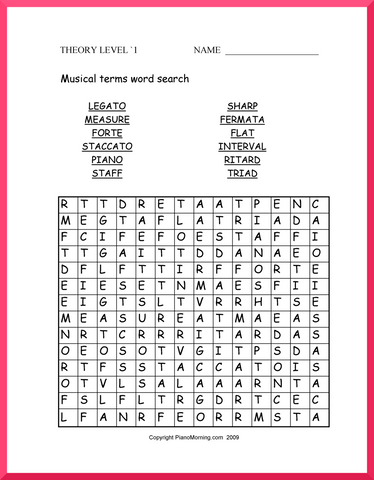 Level 1 Theory     Wordsearch