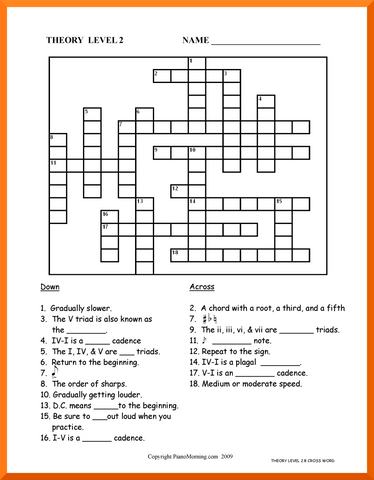 Level 2 Theory     Crossword Puzzle