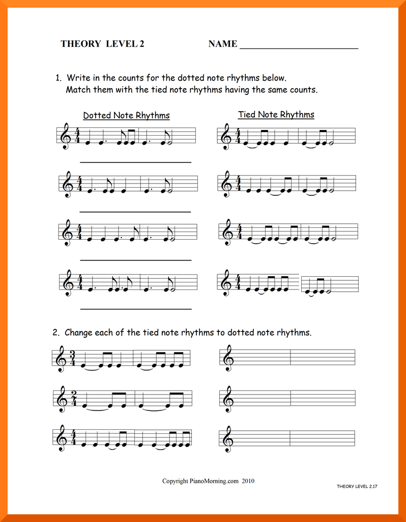 Level 2 Theory     Dotted Note Rhythms