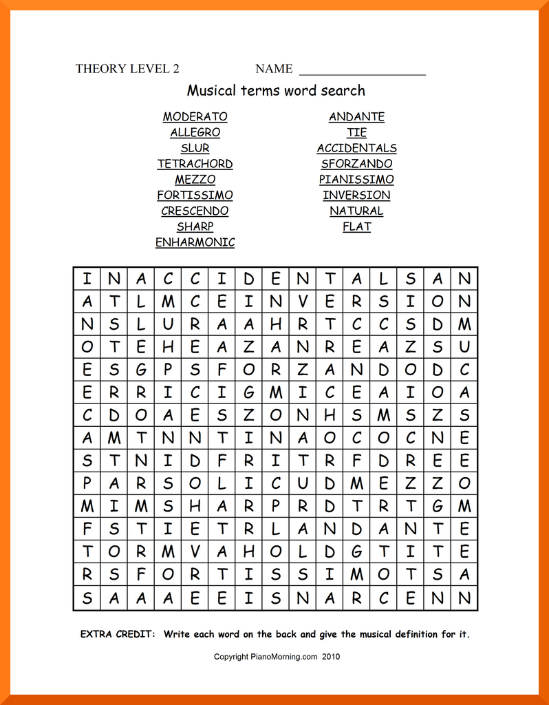 Level 2 Theory     Word Search