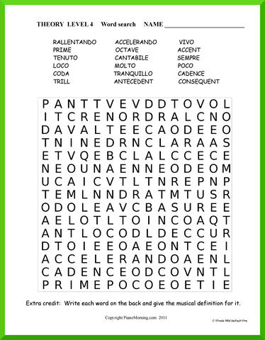 Level 4 Theory     Word Search