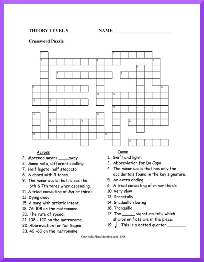 Level 5 Theory     Crossword Puzzle