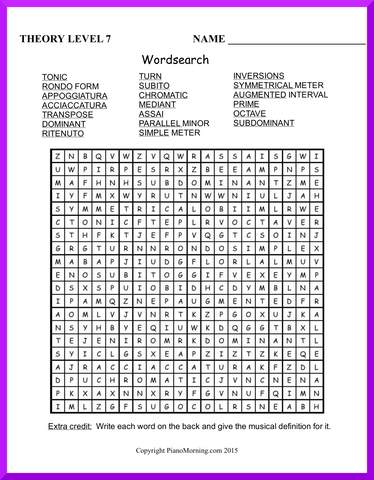Level 7 Theory     Wordsearch