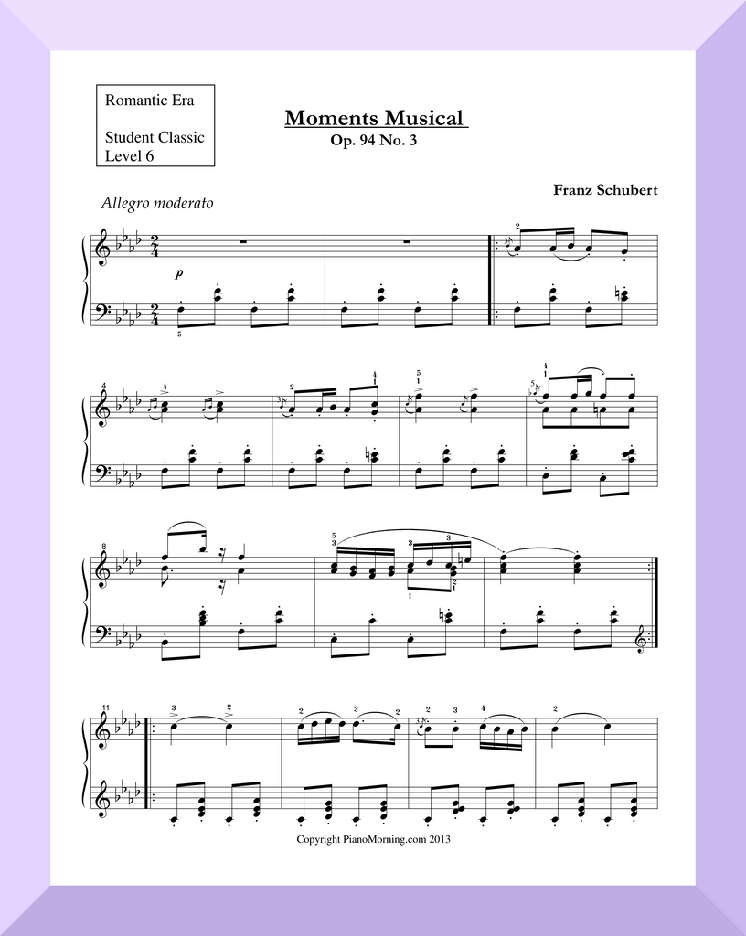 Student Classic Level 6     " Moments Musical "   ( Schubert )