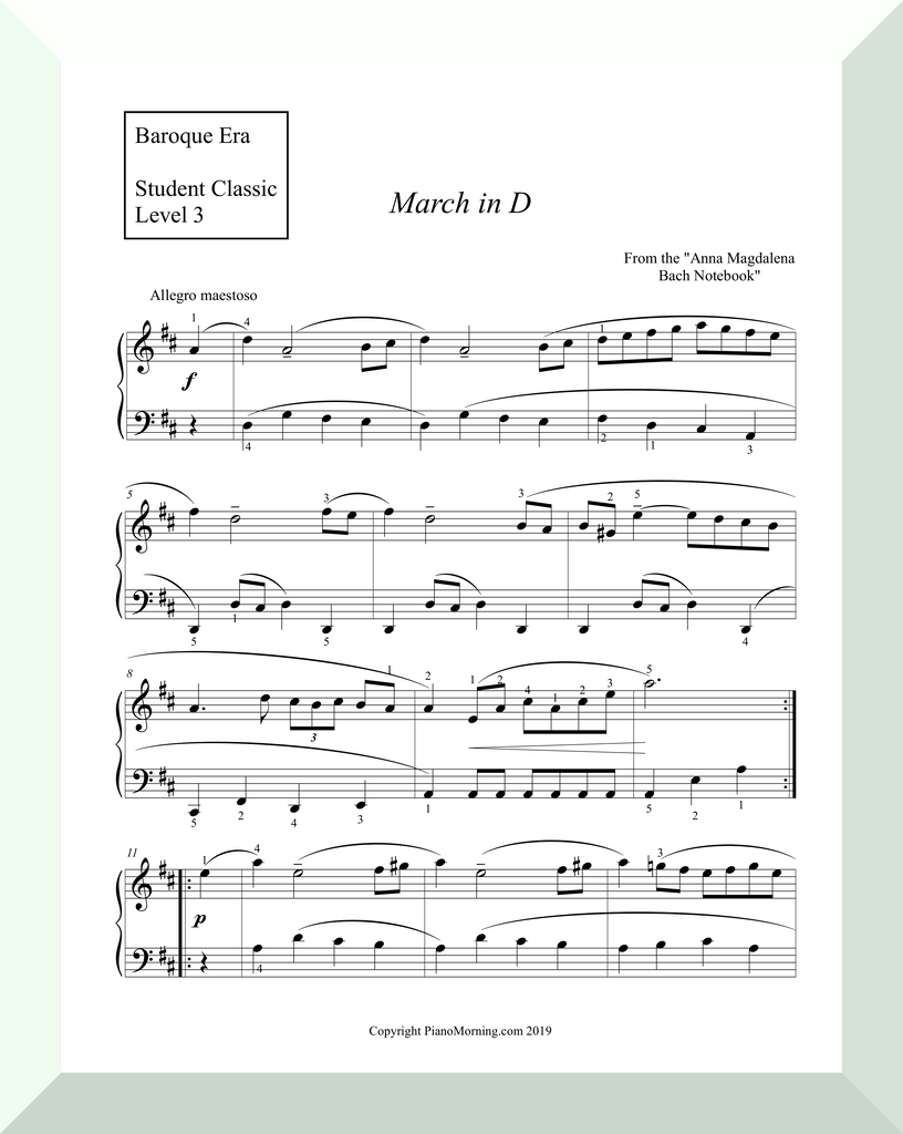 Student Classic Level 3     "March in D"   ( Anna Magdalena Bach Notebook )