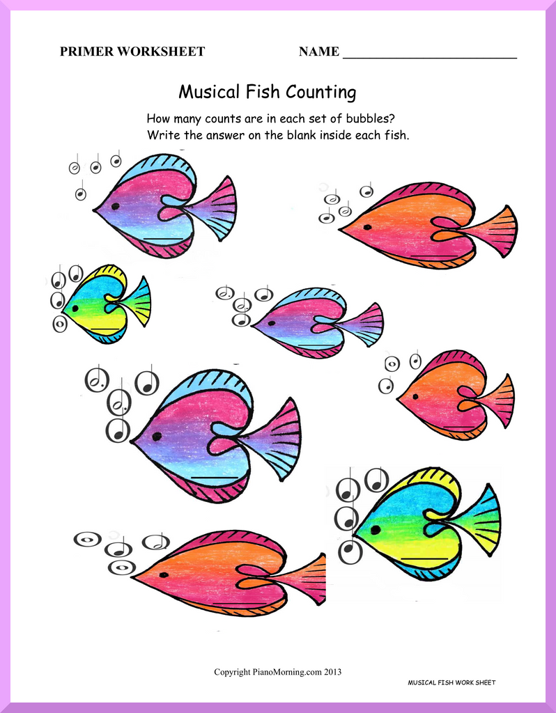 Theory-Primer     Musical Fish Worksheet