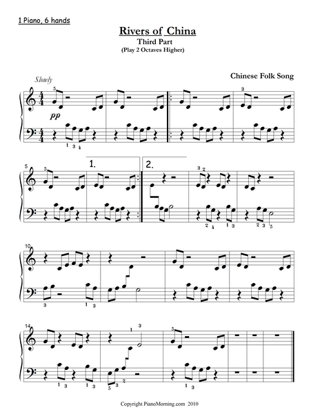 Rivers of China (1 piano and 6 hands)