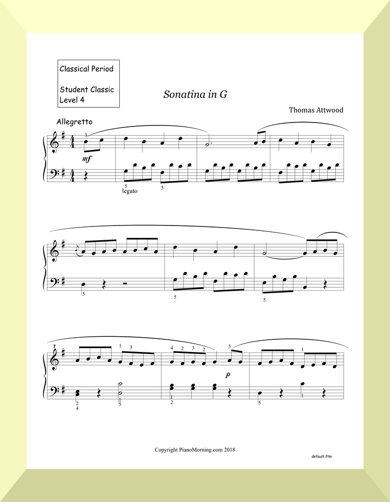 Student Classic Level 4     "Sonatina in G" (Attwood)