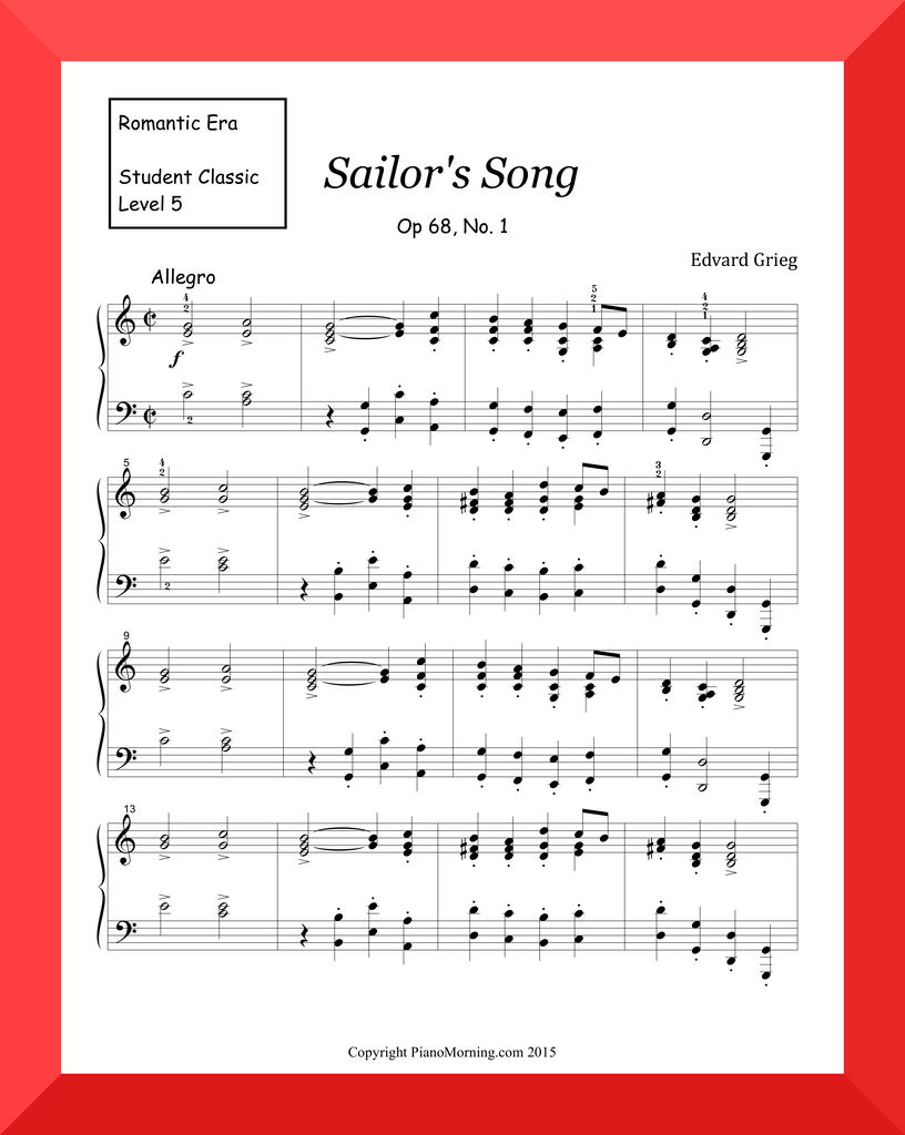 Student Classic Level 5     " Sailor's Song "   ( Grieg)