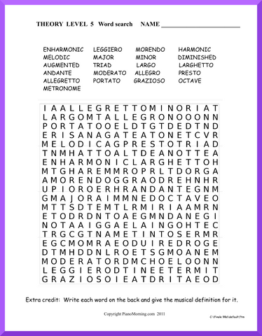 Level 5 Theory     Word Search