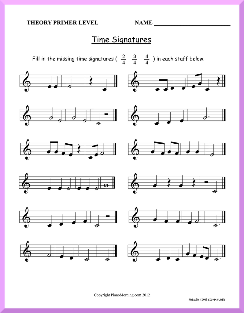 Theory-Primer     Time Signatures