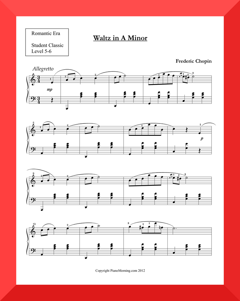Student Classic Level 5-6     " Waltz in A Minor "   ( Chopin )