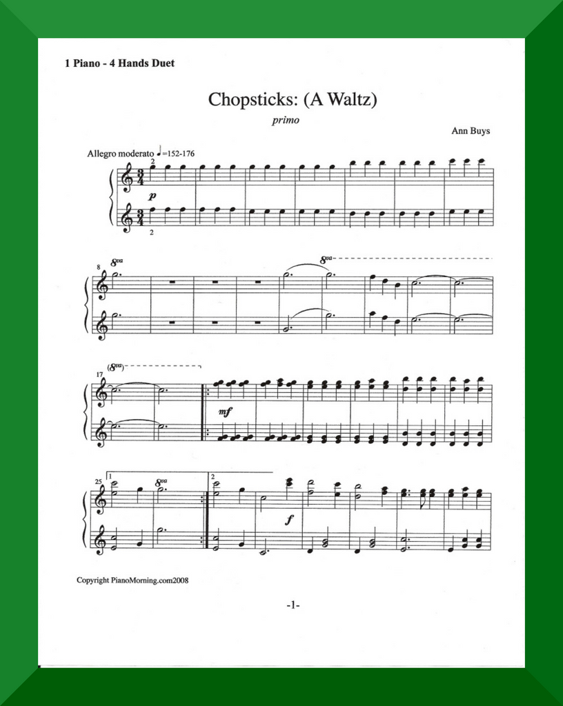Chopsticks: (A Waltz)     (Piano Duet)