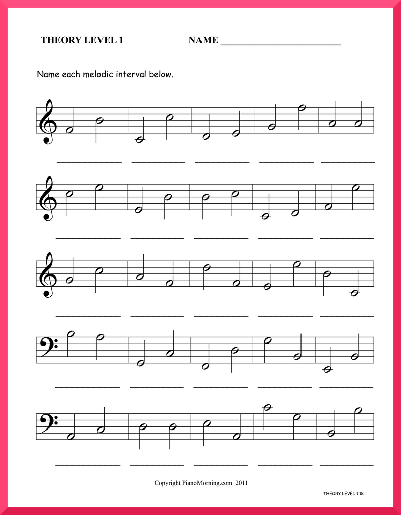 Level 1 Theory     Melodic Intervals